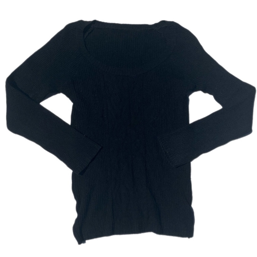 Becky size 2XL all black tight fit scoop neck knitted sweatshirt